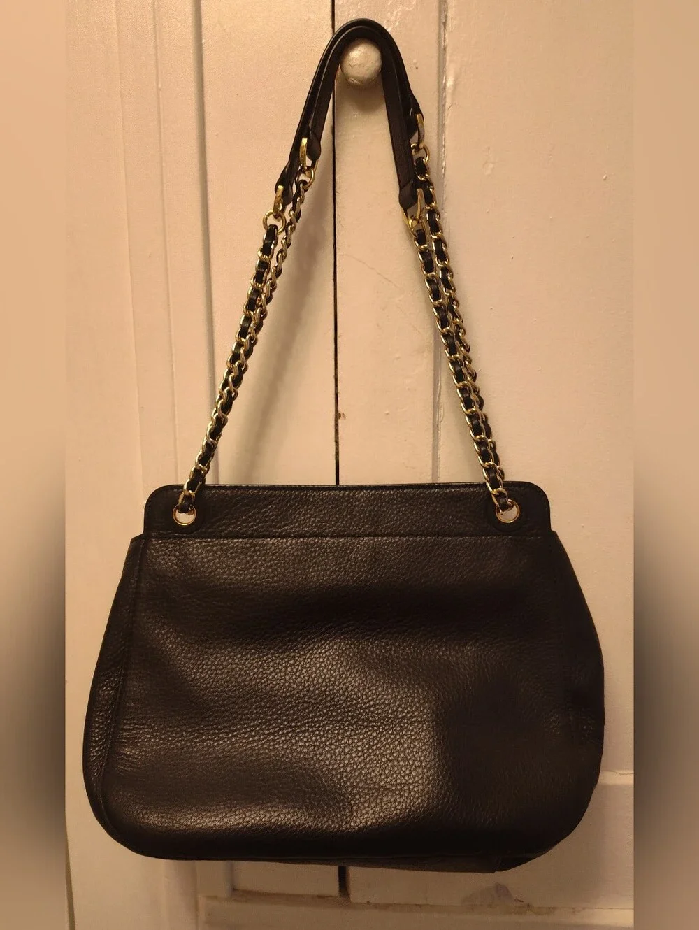 Tory Burch Bryant Black With Gold Chain Strap Purse Shoulder Bag With Dust Bag